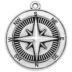 Compass motif pendant - Size 34.3x38.3mm