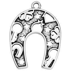 Horseshoe motif with perforated pattern pendant - Size 43.6x58.3mm
