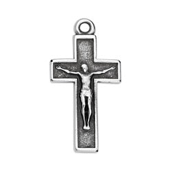 Cross with Jesus relief pendant - Size 14.6x28.1mm
