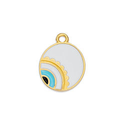 Round motif with asymmetric eye pendant - Size 13.2x16.65mm