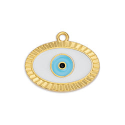 Eye oval with relief wireframe pendant - Size 21.4x17.6mm