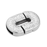 Magnetic clasp oval floral pattern for 10x2.5mm - Size 25x17mm - Hole 10x2.5mm