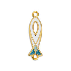 Fish motif with inner drop shape with 2 rings - Size 6.8x24.9mm