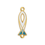 Fish motif with inner drop shape with 2 rings - Size 6.8x24.9mm