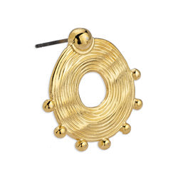 Ethnic earring with big grains with titanium pin - Size 24x24.4mm
