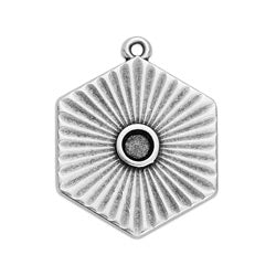 Hexagon motif with rays and setting ss16 pendant - Size 20.9x26.3mm