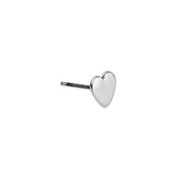 Earring plain heart 7.5mm with titanium pin - 7x7mm