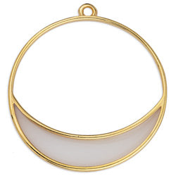 Hoop wire with inner half moon vitraux pendant - Size 36.9x39.7mm