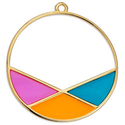 Hoop wire with inner shapes vitraux pendant - Size 36.6x39.9mm