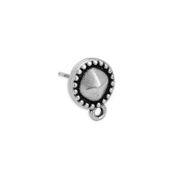 Earring ethnic round pyramind 1 ring titanium pin - Size 10x12.8mm
