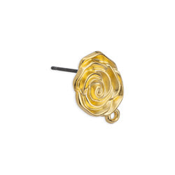 Earring rose with 1 ring with titanioum pin - Size 11.9x15.5mm
