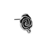 Earring rose with 1 ring with titanioum pin - Size 11.9x15.5mm
