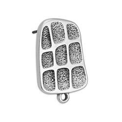 Earring with squares textured pattern titanium pin - Size 15.5x23.3mm