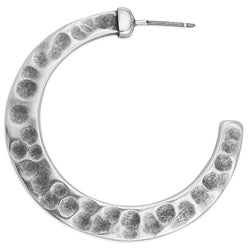 Earring 3/4 hoop hammered with titanium pin - Size 38.3x38mm