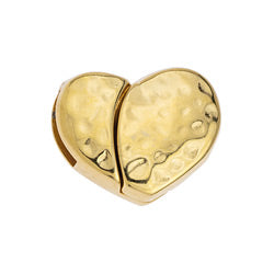 Magnetic clasp heart hammered for 10x2.5mm - 21,7x17,6mm