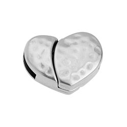 Magnetic clasp heart hammered for 10x2.5mm - 21,7x17,6mm