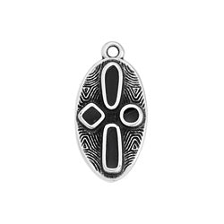 Motif oval with shapes and relief pattern pendant - 22,9x11,7mm