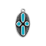 Motif oval with shapes and relief pattern pendant - 22,9x11,7mm