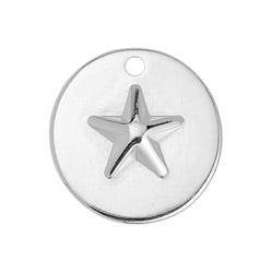 Round motif with star with 1 hole pendant - 22,9x23,8mm