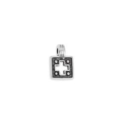 Square motif perforated cross for 1.5mm pendant - 6,8x10,3mm