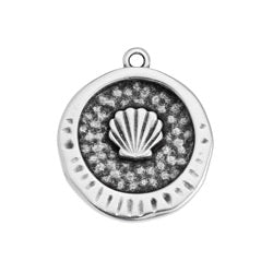 Round motif with textured shell pendant - 23,2x20,04mm