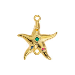 Starfish motif organic with shapes with 2 rings - 21,9x19,2mm