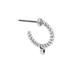 Earring hoop twisted with vertical ring titan pin - 4x18,8mm