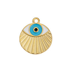 Round motif eye with rays pendant - 18,4x16mm