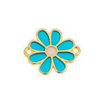 Motif daisy flower vitraux with 2 rings - 15,9x19,3mm