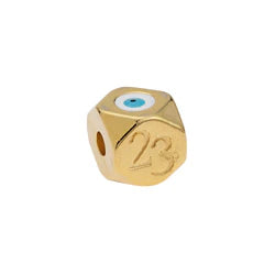 Bead cube multifaceted 23 with eye Φ3mm - 9,7x9,7mm