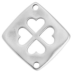 Rombus motif wth perforated clover with 2 holes - 38,7x38,6mm