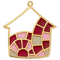 House motif with vitraux mosaic pendant - 38,75x42,5mm