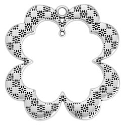 Clover motif with pattern with 1 ring pendant - 70x70mm