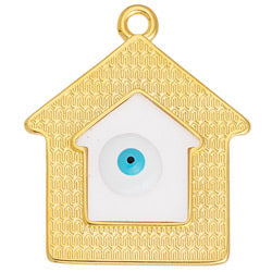 House motif vitraux with eye pendant - 33,4x39mm