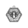 Ηexagon motif with bee pendant - 21,2x21,6mm