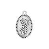 Motif oval with flower engraved pendant - 12,6x20,4mm