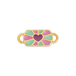 Motif rectangular spiritual heart with 2 rings - 7,8x19,1mm