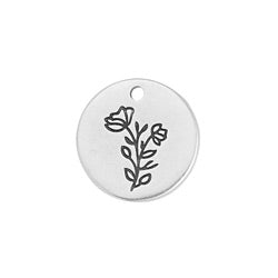 Round motif with flowers pendant - 15,9x15,9mm