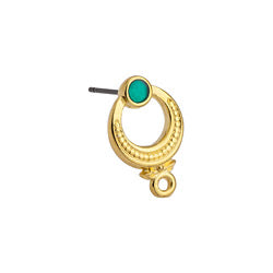 Earring ethnic with line with grains titanium pin - 16,6x2,1mm