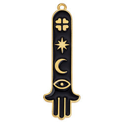 Hamsa motif with spiritual symbols pendant - 13,7x43,8mm