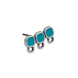 Earring 3 octagons with ring & titanium pin - 8,3x16,2mm