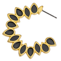 Earring hoop 3/4 with leaves vitraux titanium pin - 36,5x36,5mm