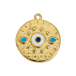 Eye motif ethnic with 2 drops pendant 21,1x23,4mm