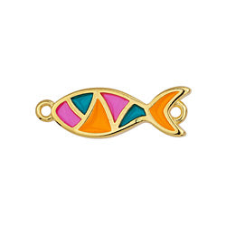 Motif fish vitraux with lines & 2 rings 8,2x25mm