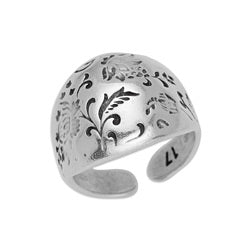 Ring dome bold with floral pattern 17mm - Size 20x23mm