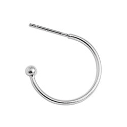 Brass earring hoop 1.2x20mm with ball inox pin - Size 20x20mm
