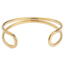 Brass double bracelet hammered - Size 65.2x19.3mm