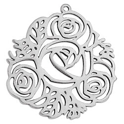 Brass roses motif pendant - Size 36.3x38.8mm